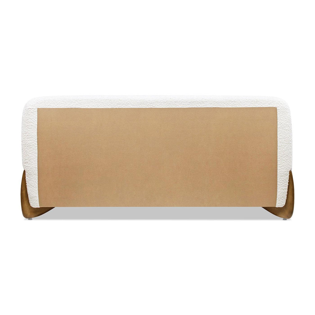 Alpine Platform Bed Queen in Ivory White Boucle.