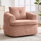 Modern Pink Swivel Barrel Chair with 360° Rotation and Dual-Layer Cushion for Living Room, Bedroom, Office, 36.6' Round Accent Chair in Chenille