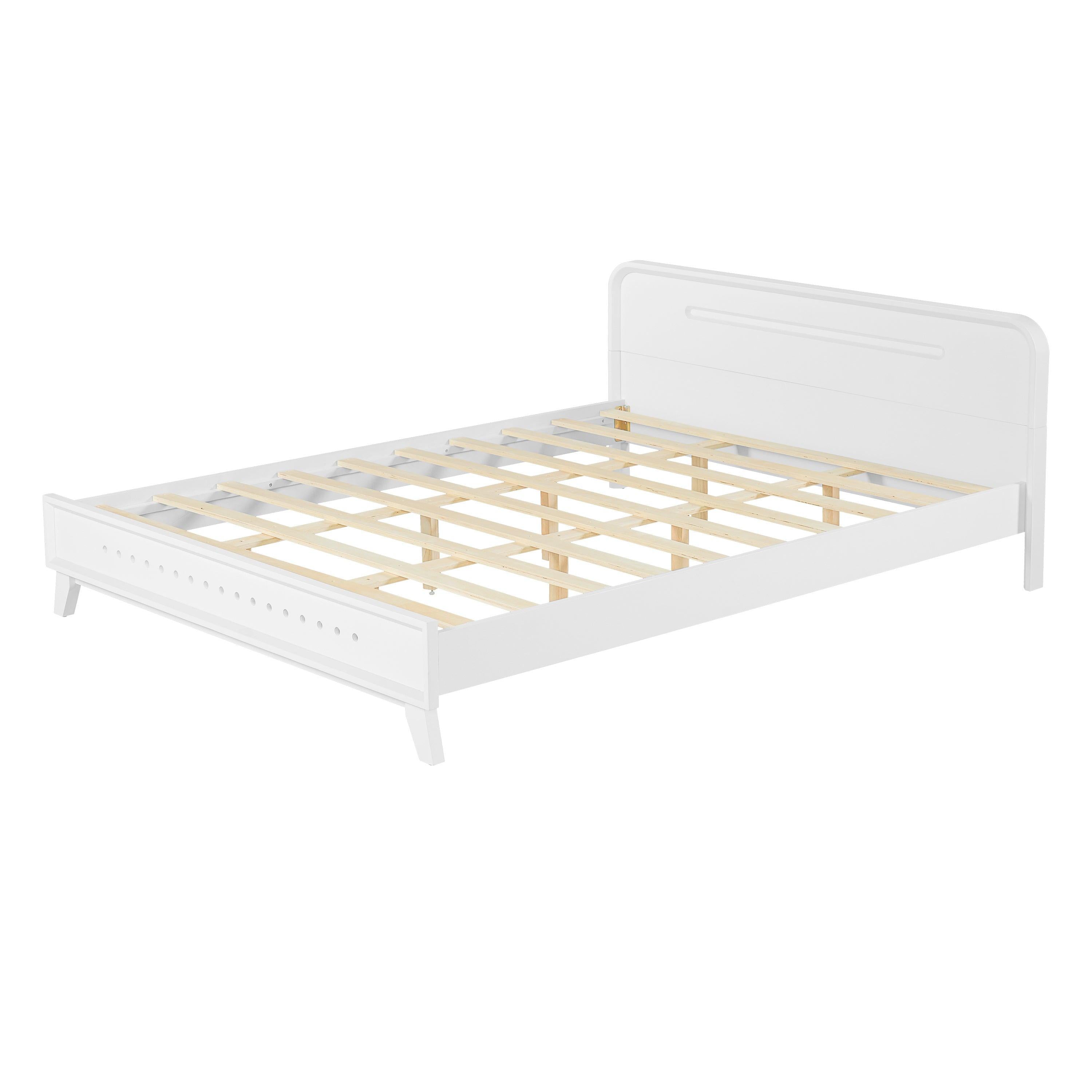 Pine Solid Wood Queen Size Bed - Durable & Elegant.