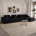 Black Corduroy 6-Piece Modular Sectional Sofa, No Assembly Required