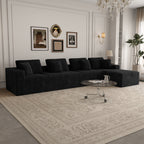 Black Corduroy 6-Piece Modular Sectional Sofa, No Assembly Required