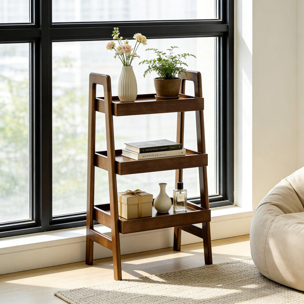 3 Tier Solid Wood Ladder Shelf for Home & Office.