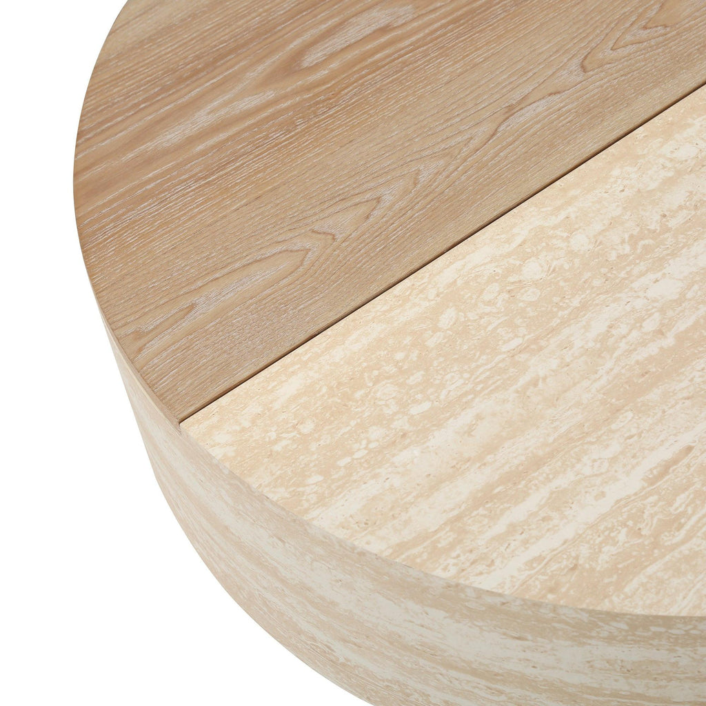 Round Coffee Table with Hidden Storage and Flip Top.