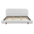 King Size Fabric Upholstered Bed Frame with Rubber Wood Legs.