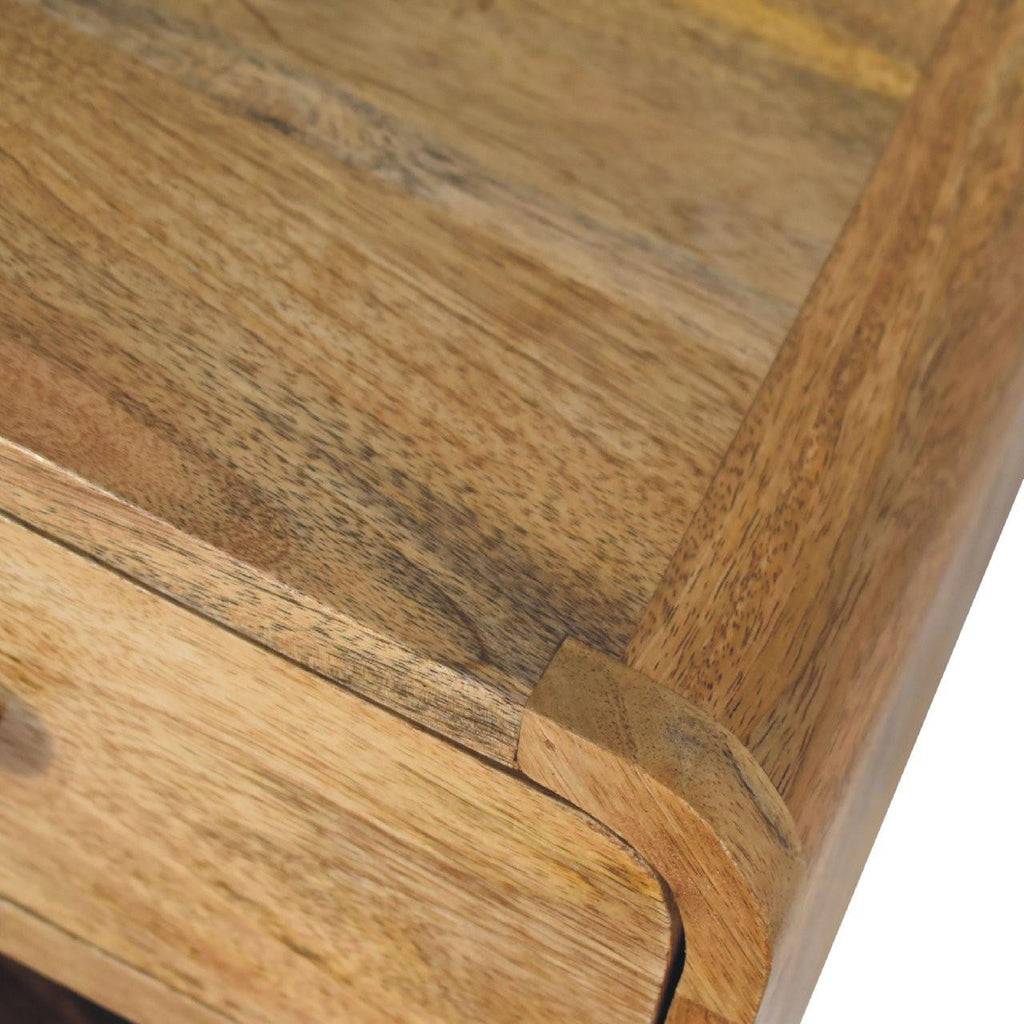 Solid Wood Mini Oak-ish Floating Open Bedside, 1-Drawer.