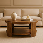 Savoy Leather Coffee Table - Solid Wood Design.