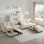Modular Sectional Sofa with Console, Cup Holder, USB Charger.