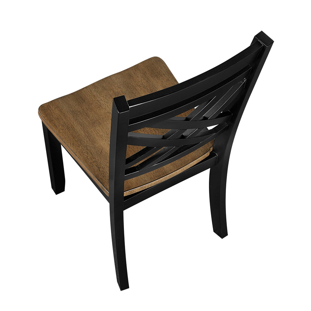 7pc Dining Set with Storage - 2-Tone Black Brown Finish.