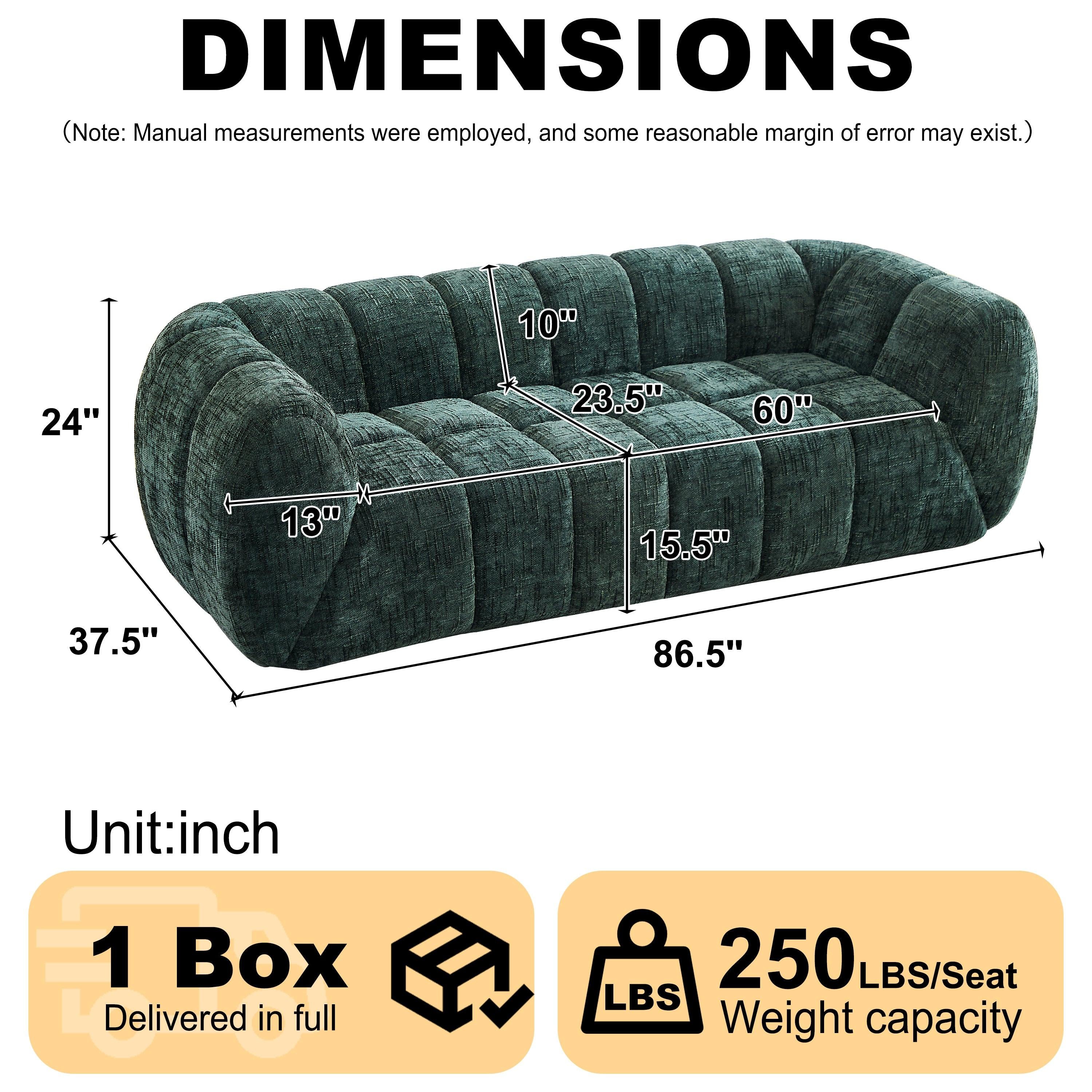 Chenille Foam Sofa - Modern Quilted Design for Comfort.