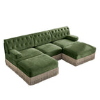 Modular Velvet Chesterfield Sofa with Tassel Skirt.
