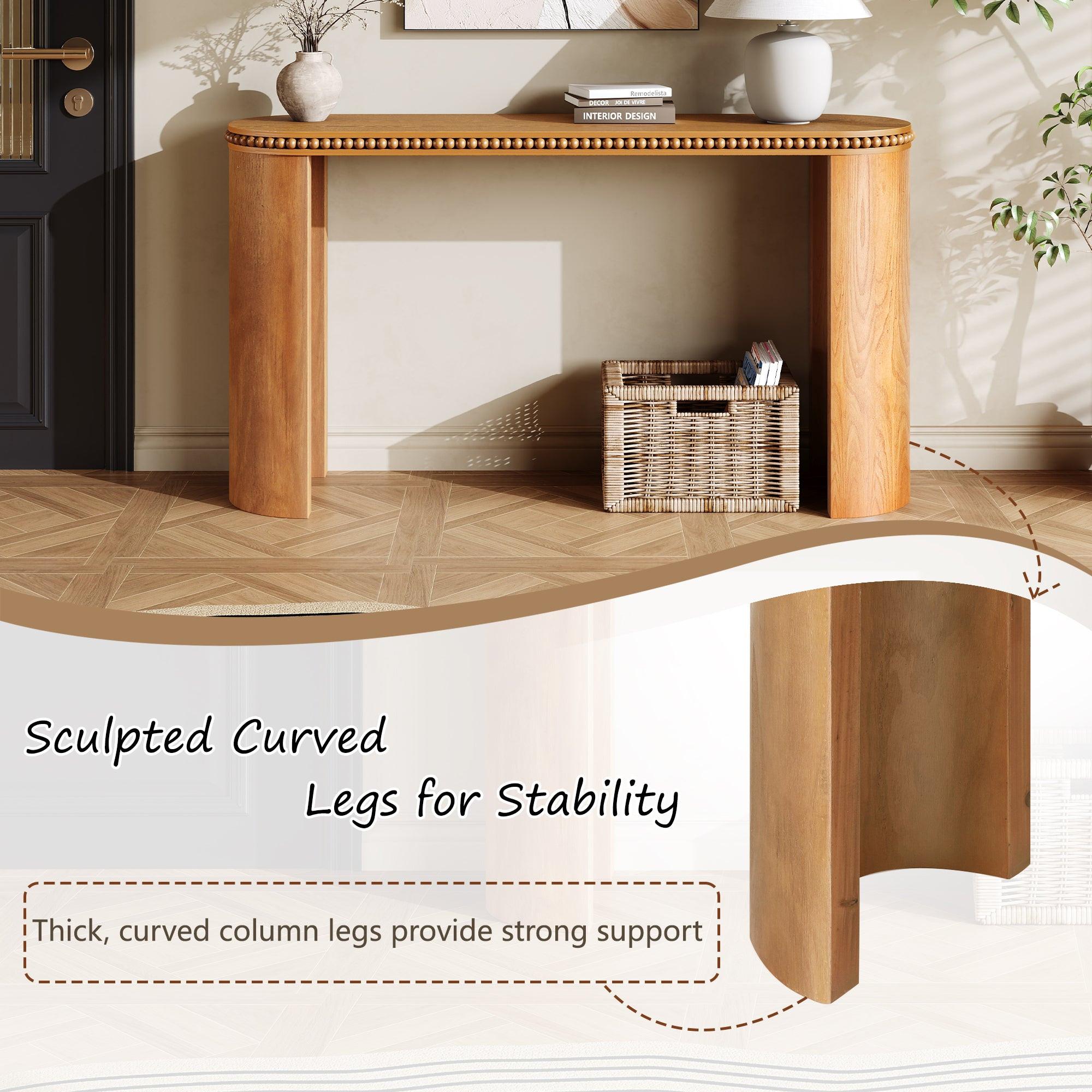 Vintage Beaded Console Table with Reversible Curved Legs.