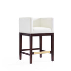 Kingsley Wood Upholstered Counter Stool in Ivory