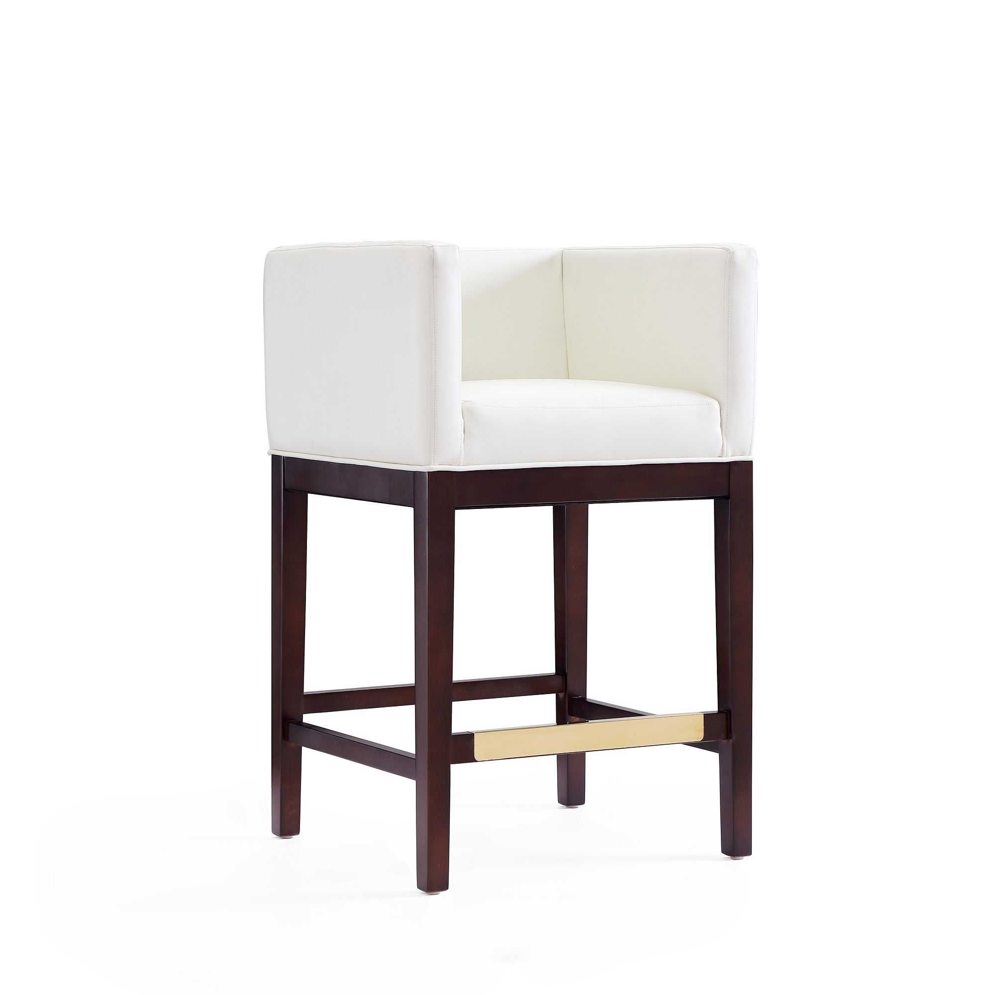 Kingsley Wood Upholstered Counter Stool in Ivory