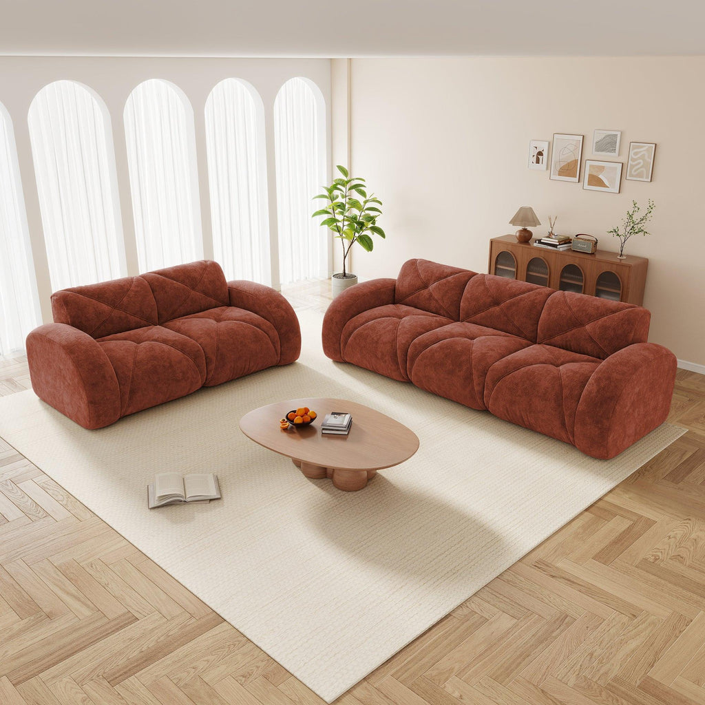 Modern Velvet Sofa Set - Comfy 2 Piece Couch.