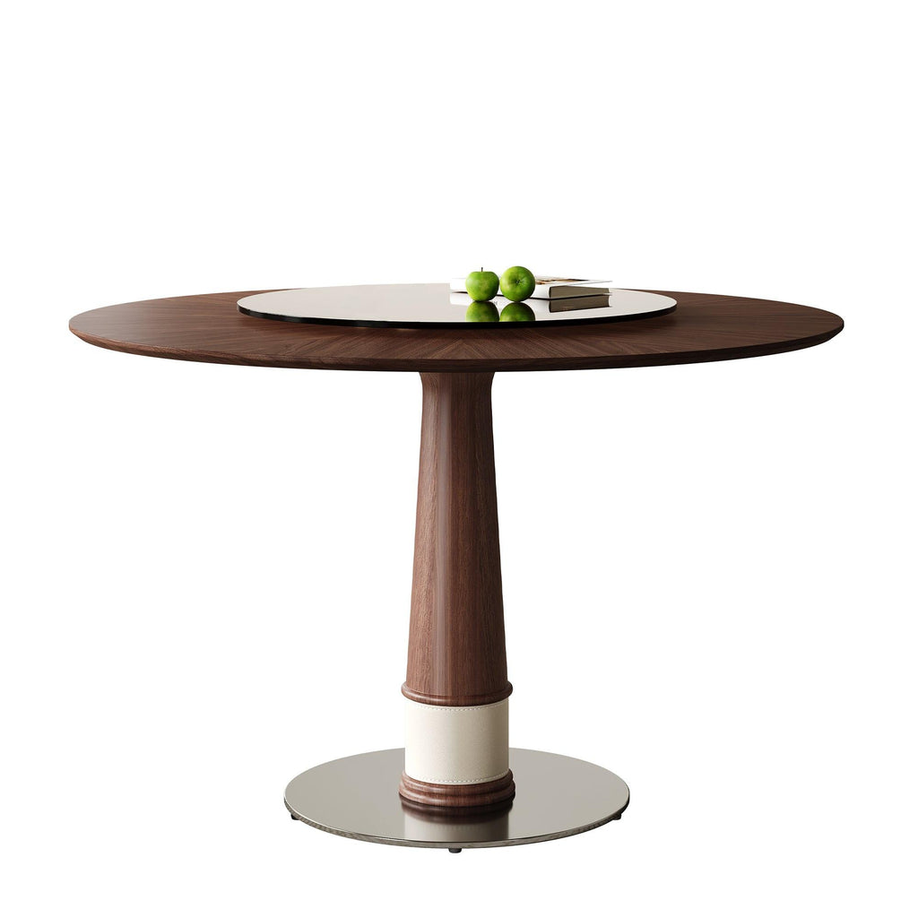47-Inch Solid Wood Dining Table with Lazy Susan.