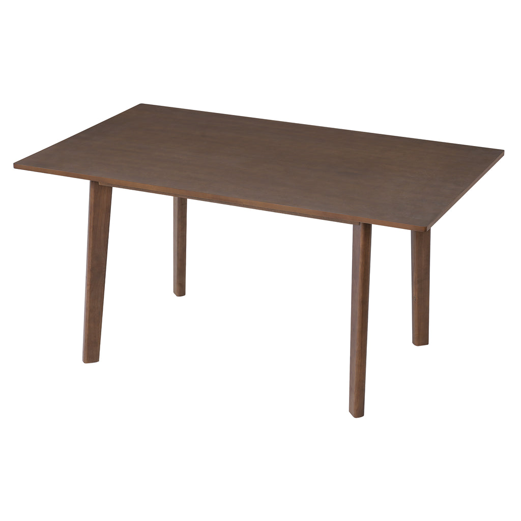 Modern Dining Set rectangular walnut finish table with minimalist design and sturdy legs, perfect for contemporary dining rooms.