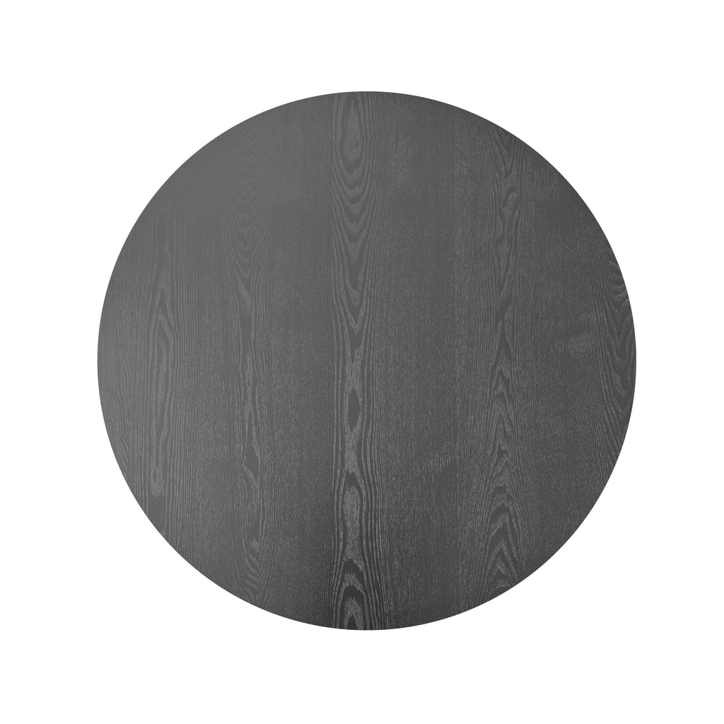 39.37'' Round Coffee Table with Storage Solid Wood Veneered Modern Coffee Table Accent Tea Table for Living Room, Bedroom, Apartment or Office, Black.