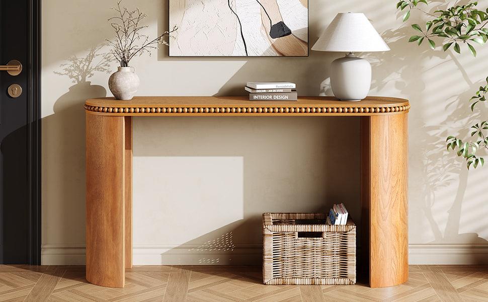 Vintage Beaded Console Table with Reversible Curved Legs.