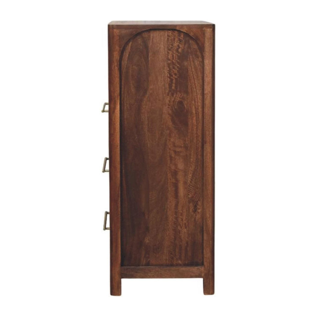 Solid Wood Arc-Line 3 Drawer Chest - Solid Wood 3 Drawer Chest.