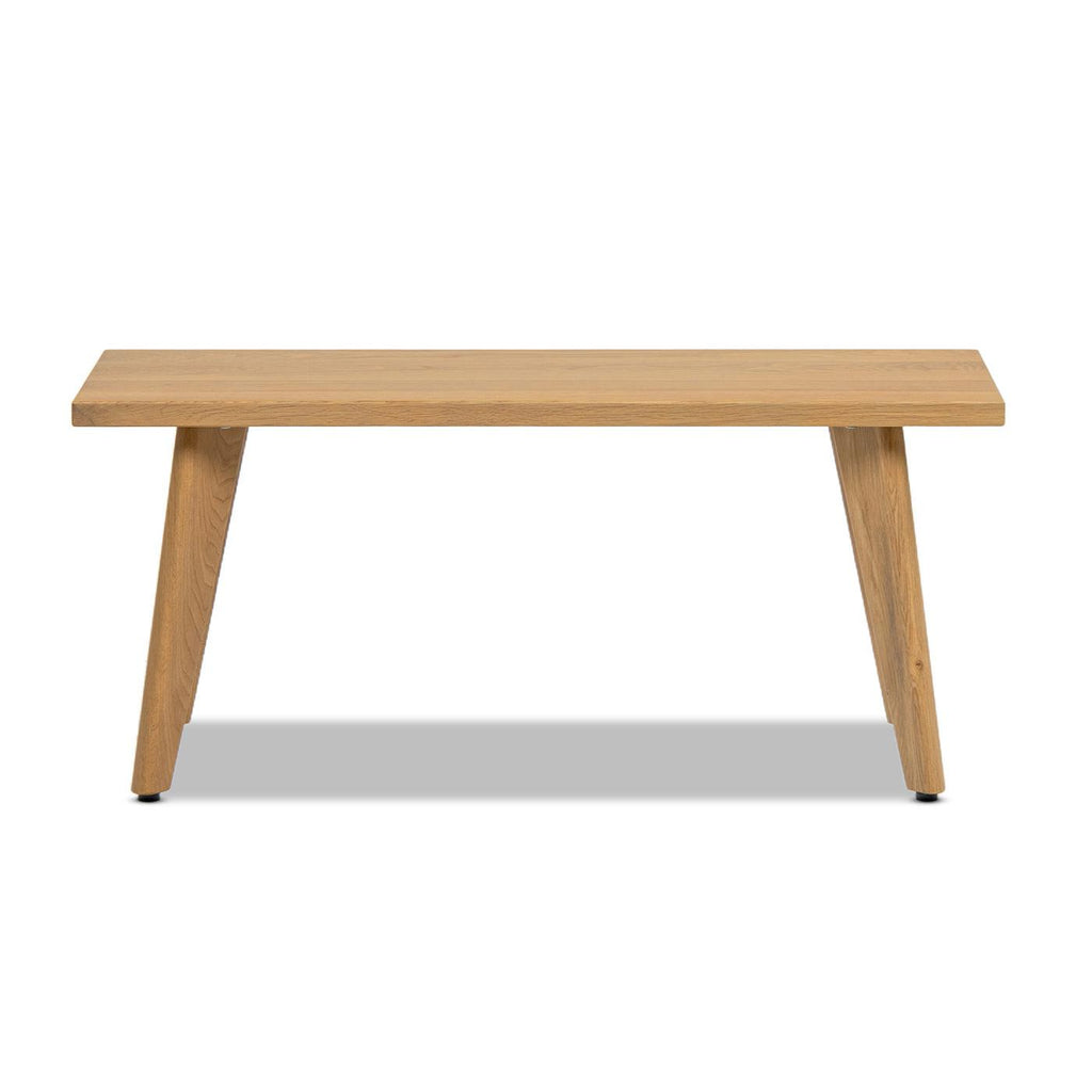 Capri 41.5' Solid Red Oak Wood Bench, Natural Brown Red Oak.