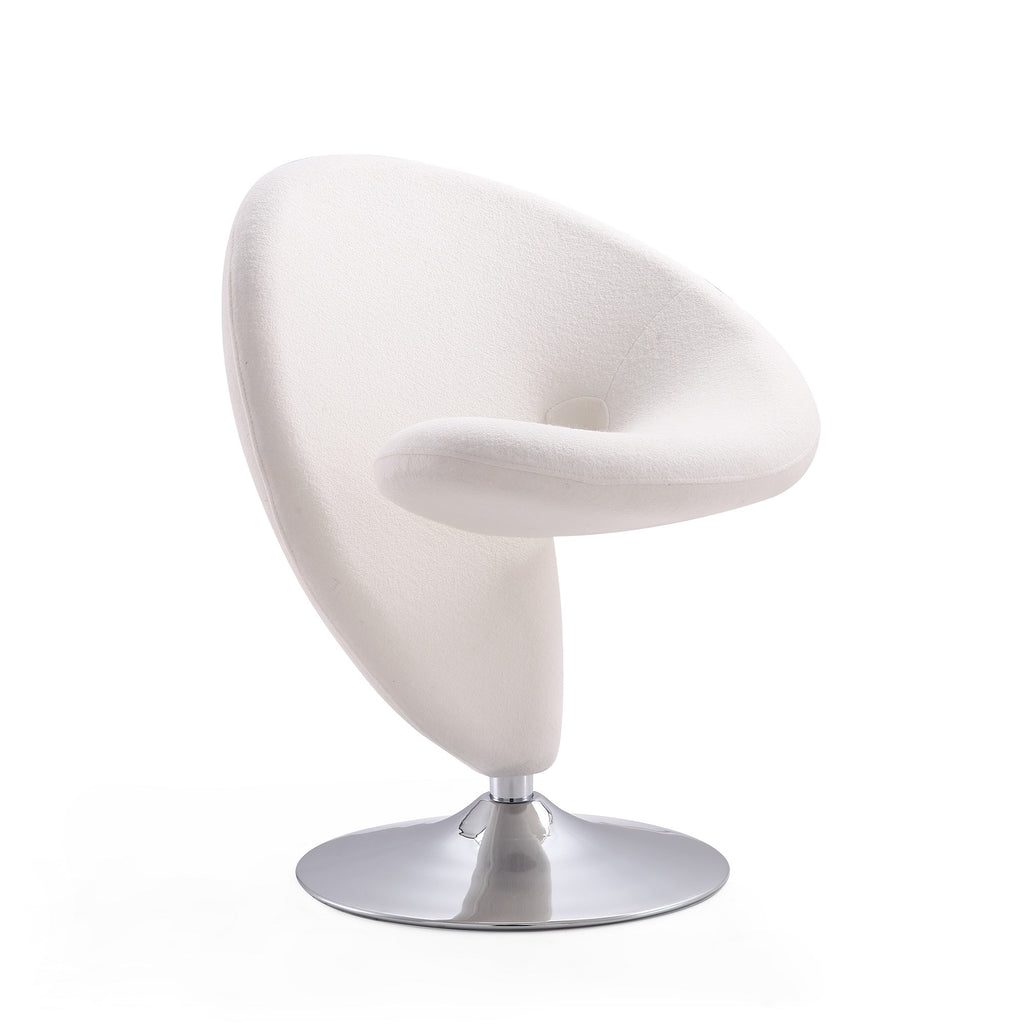 Curl Wool Blend Swivel Lounge Chair in Cream