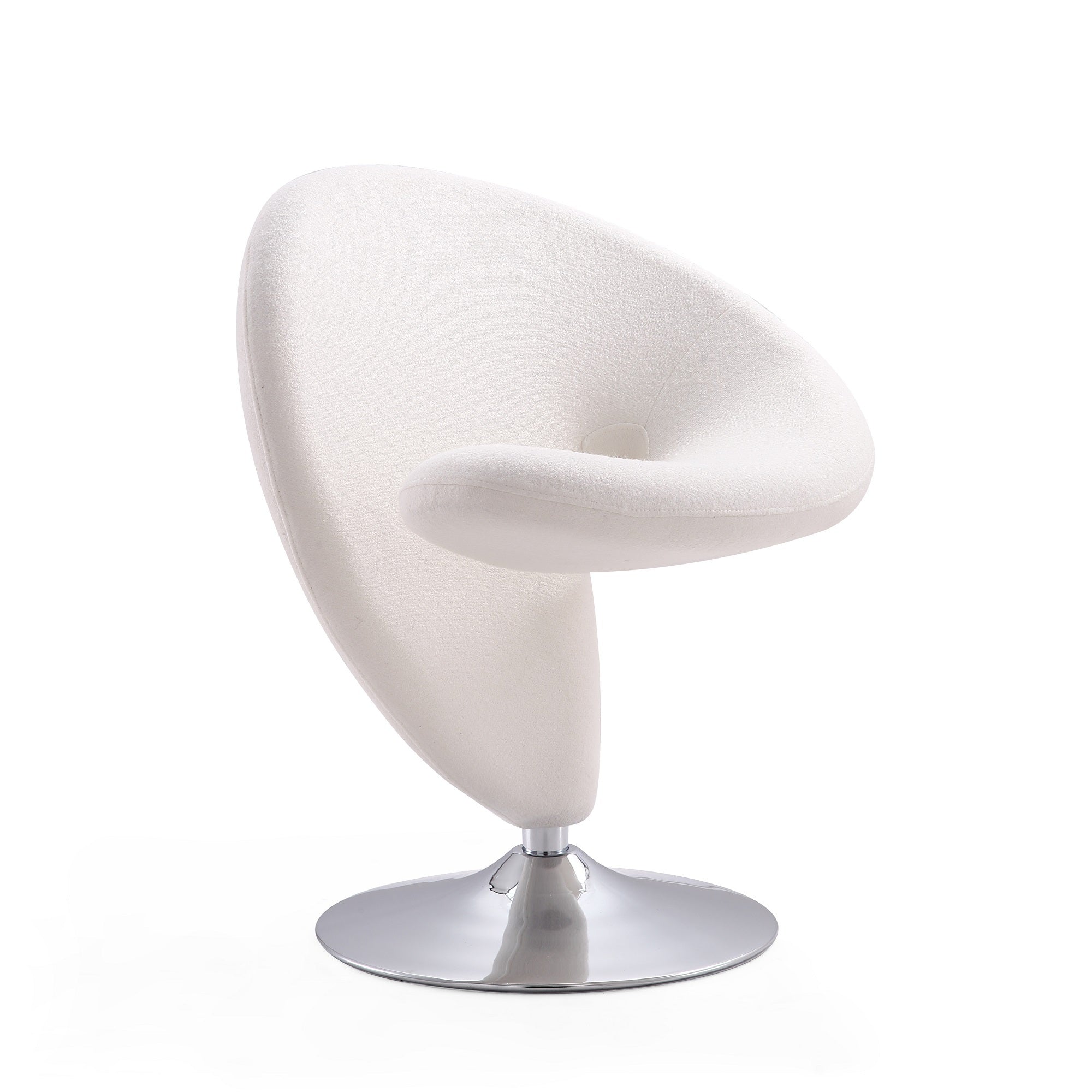 Curl Wool Blend Swivel Lounge Chair in Cream