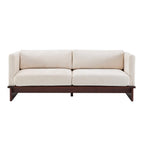 Modern Three-Seater Boucle Sofa - Beige Upholstered Couch.