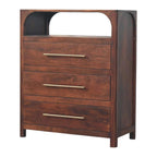 Solid Wood 3 Drawer Chest with Arched Edge Design.