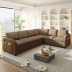 L-Shaped Sofa Couch with Pull-Out Bed for Modern Living.