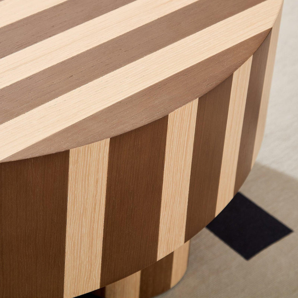 Round Wood Coffee Table for Living Room Decor.