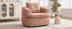 Modern Pink Swivel Barrel Chair with 360° Rotation and Dual-Layer Cushion for Living Room, Bedroom, Office, 36.6' Round Accent Chair in Chenille