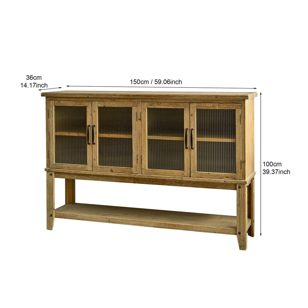 Wooden Sideboard Cabinet with Glass Doors for Storage.