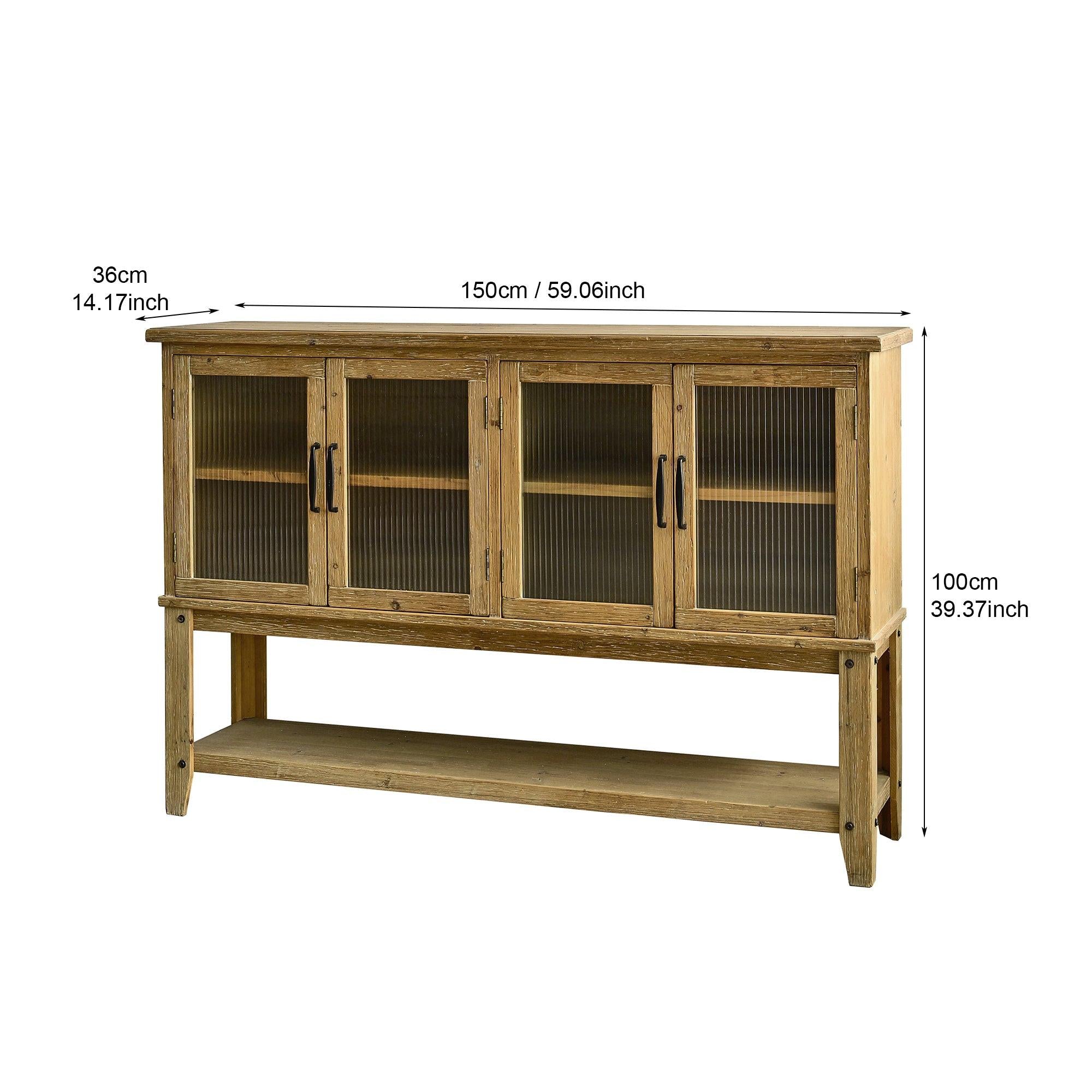 Wooden Sideboard Cabinet with Glass Doors for Storage.