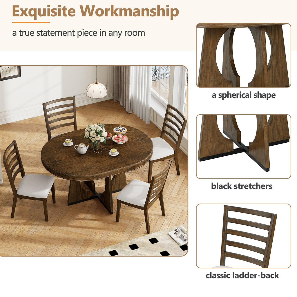 TREXM Extendable Dining Table Set for 4 with Chairs.