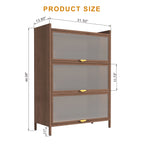 44'' Tall Metal 3 Flip Doors Cabinet, with Ample Storage Space for Bedroom, Office, Living Room, Hallway, Entryway (Walnut) Storage Cabinet