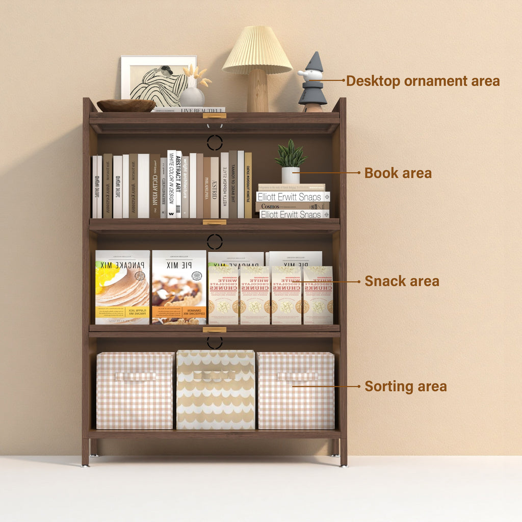 44'' Tall Metal 3 Flip Doors Cabinet, with Ample Storage Space for Bedroom, Office, Living Room, Hallway, Entryway (Walnut) Storage Cabinet