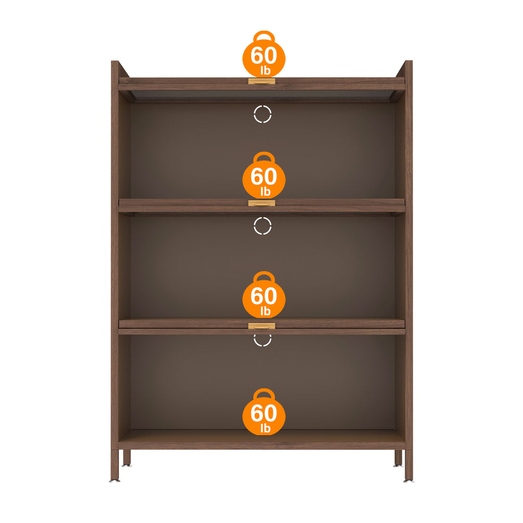 44'' Tall Metal 3 Flip Doors Cabinet, with Ample Storage Space for Bedroom, Office, Living Room, Hallway, Entryway (Walnut) Storage Cabinet