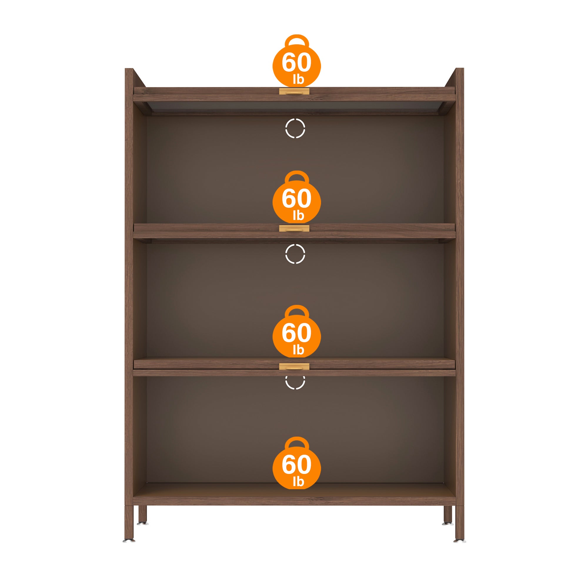 44'' Tall Metal 3 Flip Doors Cabinet, with Ample Storage Space for Bedroom, Office, Living Room, Hallway, Entryway (Walnut) Storage Cabinet