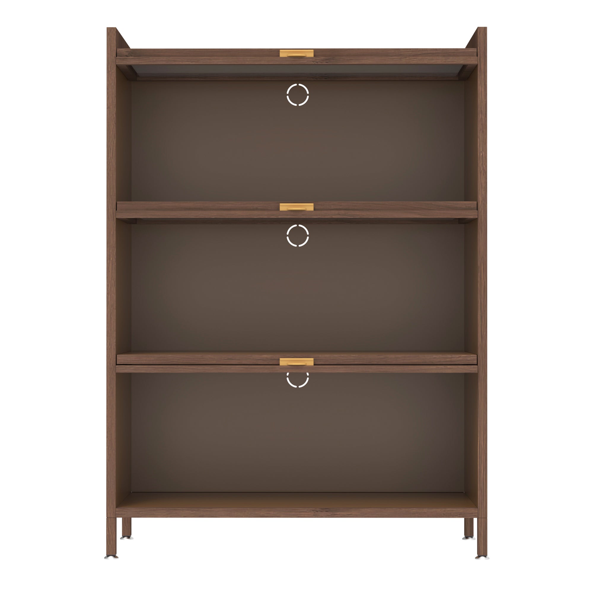 44'' Tall Metal 3 Flip Doors Cabinet, with Ample Storage Space for Bedroom, Office, Living Room, Hallway, Entryway (Walnut) Storage Cabinet