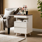 Modern White Nightstand with Hidden Gun Drawer and Charging Station