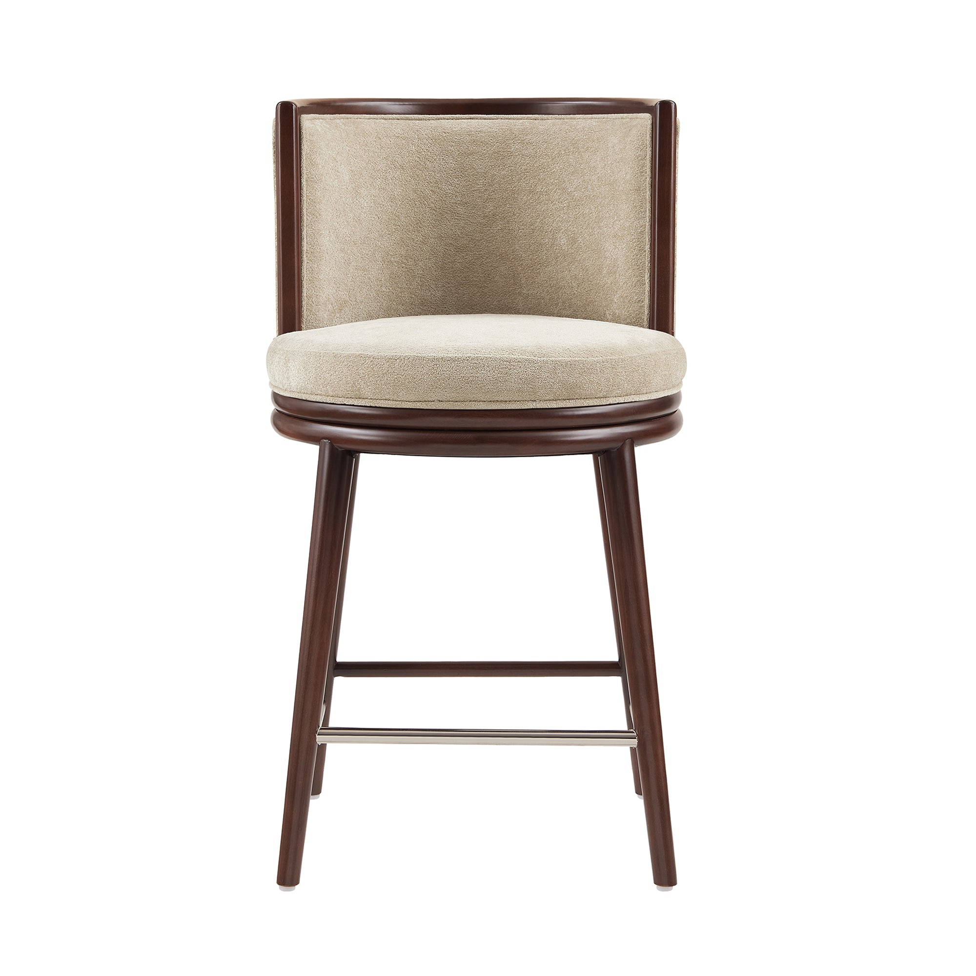 Evalyn Natural Textured Chenille Counter Stool  with Beech Wood Legs