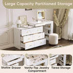 Vanity Desk with Mirror and Lights - Flip-Top Makeup Table.