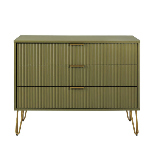 Dumbo 35' Fluted Dresser in Olive Green (3-Drawer)