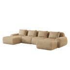 Angled view of Modern U-Shaped Modular Sofa showing its spacious 4-seater layout and soft, textured flannelette fabric.