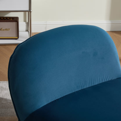 Detail of the backrest on the velvet swivel accent chair, emphasizing the smooth texture and ergonomic curve.