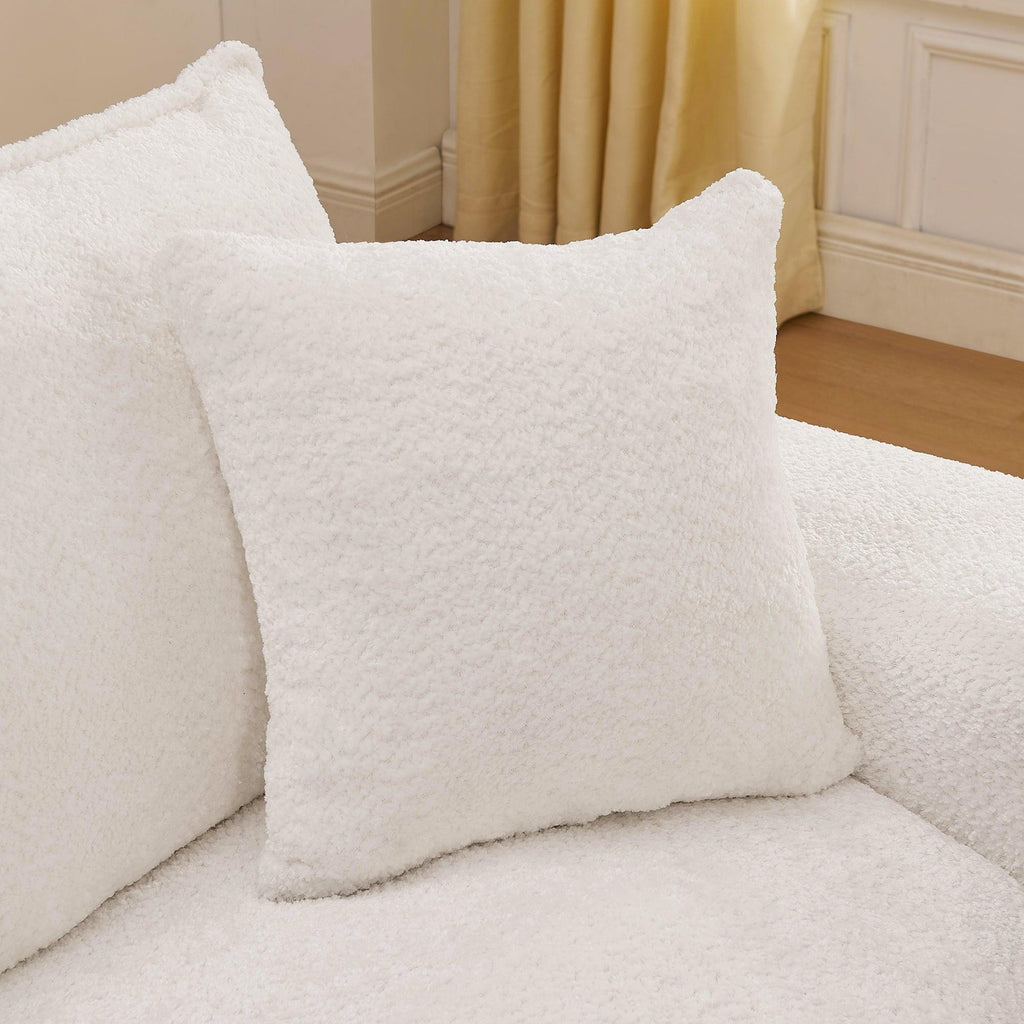 Modern Boucle L-shaped Sectional Sofa with Ottoman.
