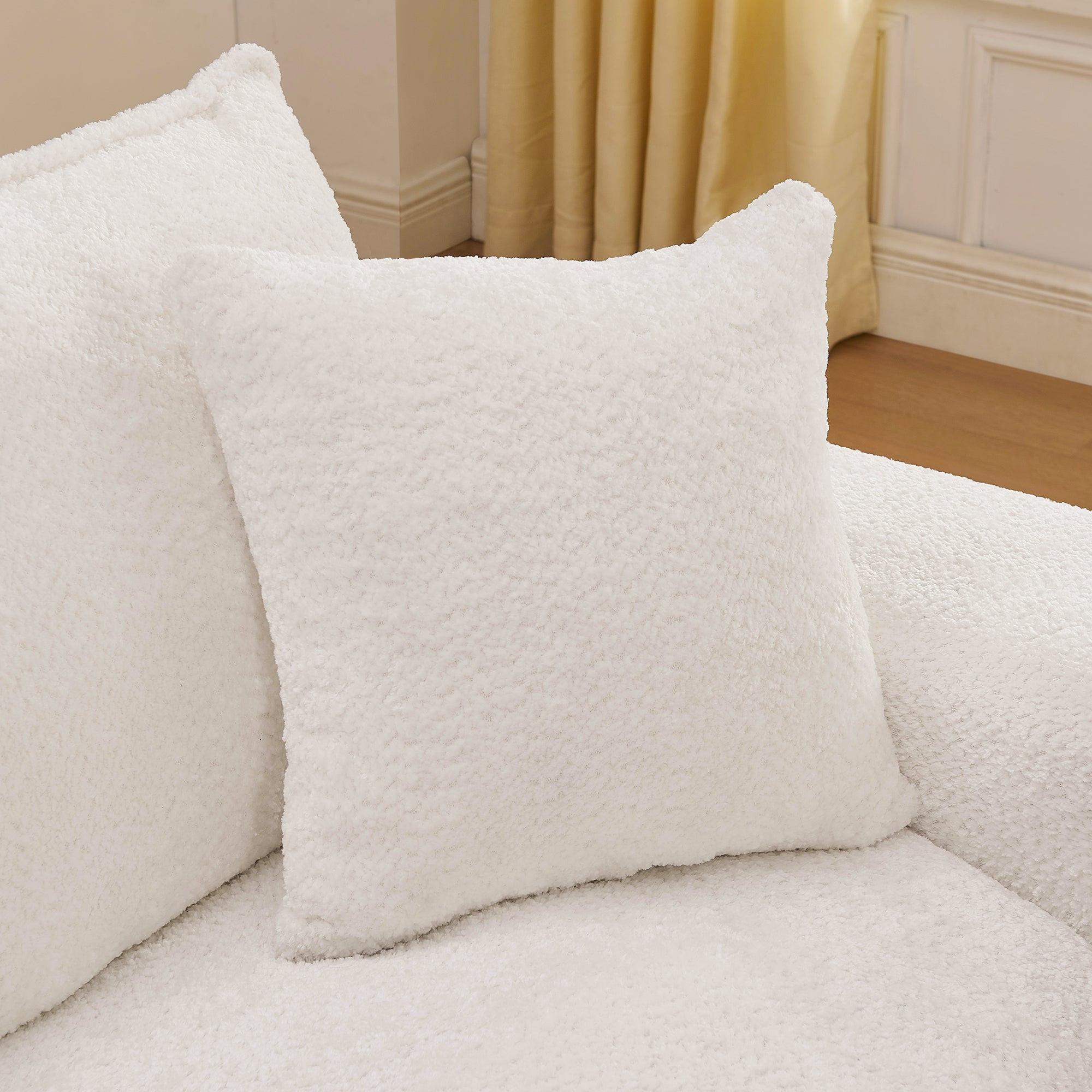 Modern Boucle L-shaped Sectional Sofa with Ottoman.