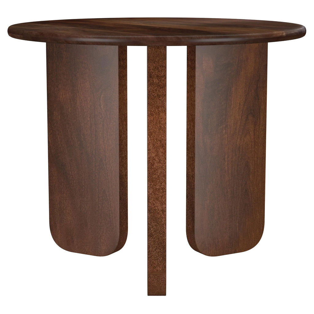 Columbo Brown Round End Table - Solid Mango Wood.