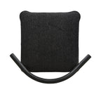 Top-down view of Black Fabric Counter Stool seat showing textured black fabric upholstery and curved wooden backrest.
