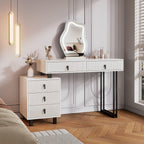Adjustable Length Vanity with LED Mirror - Modern Makeup Table.